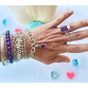 💜Tiffany & Co. Silver Gold Amethyst Butterfly Love Bugs Cocktail Ring, sz 6💜